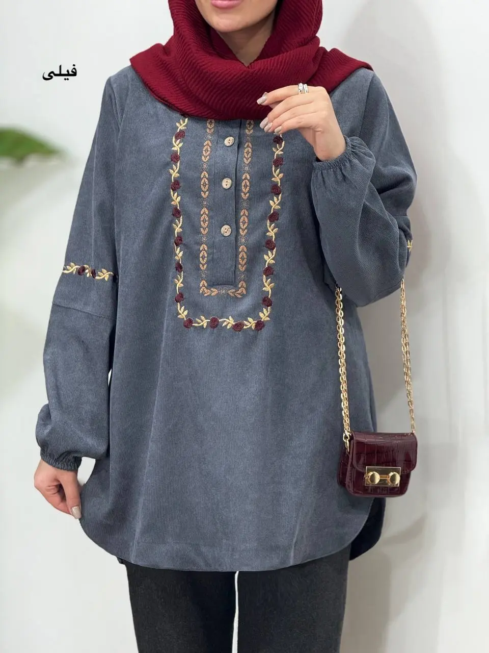 مانتو پاییزه گلدوزی نسا 2